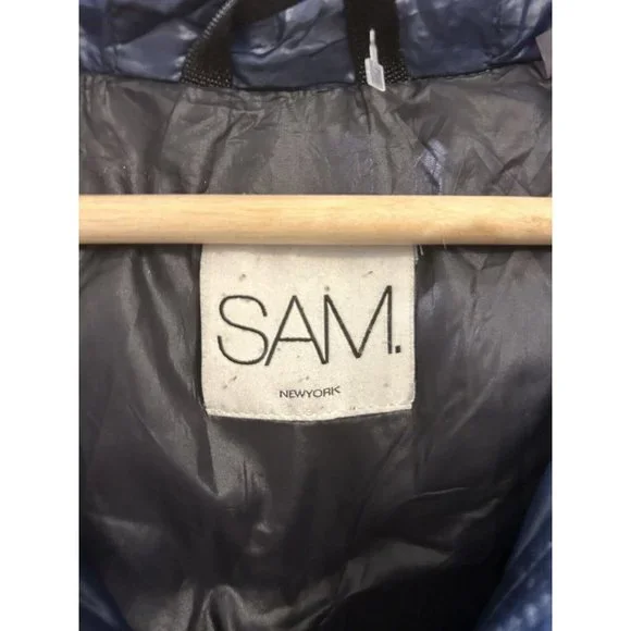 SAM Womens Down Puffer Jacket  Black Raccoon Fur Trimmed Size XXS MSRP 450 - Picture 10 of 13